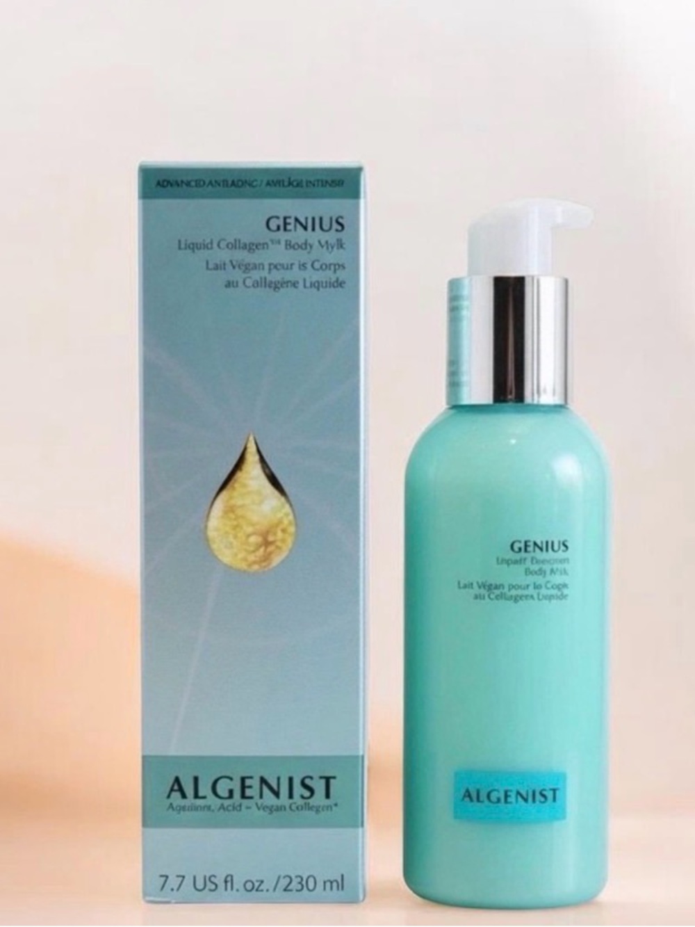 Algenist Genius Liquid Collagen Body Milk — Turquoise & Silver Accents